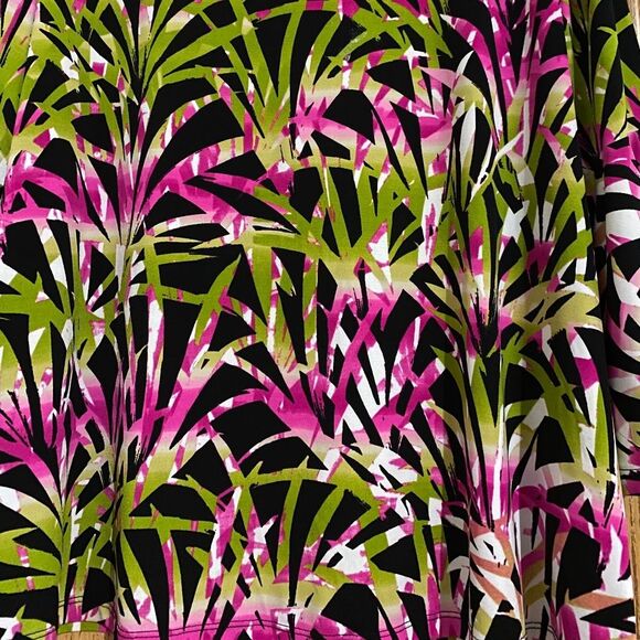 KASPER WOMEN’s VIBRANT MULTI TROPICAL LEAVES PRINT w/ 3/4 BELL SLEEVES TUNIC TOP - Picture 6 of 6